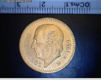 10 Pesos Hidalgo Oro 1959 (reverso)