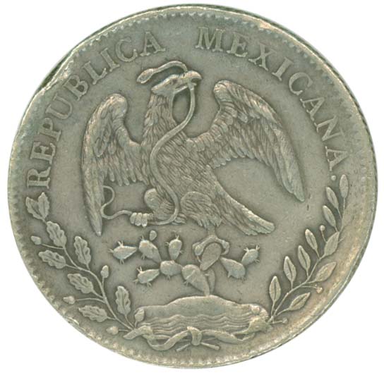 8 Plata 1895 . Inventario Banxico 23532 (anverso)