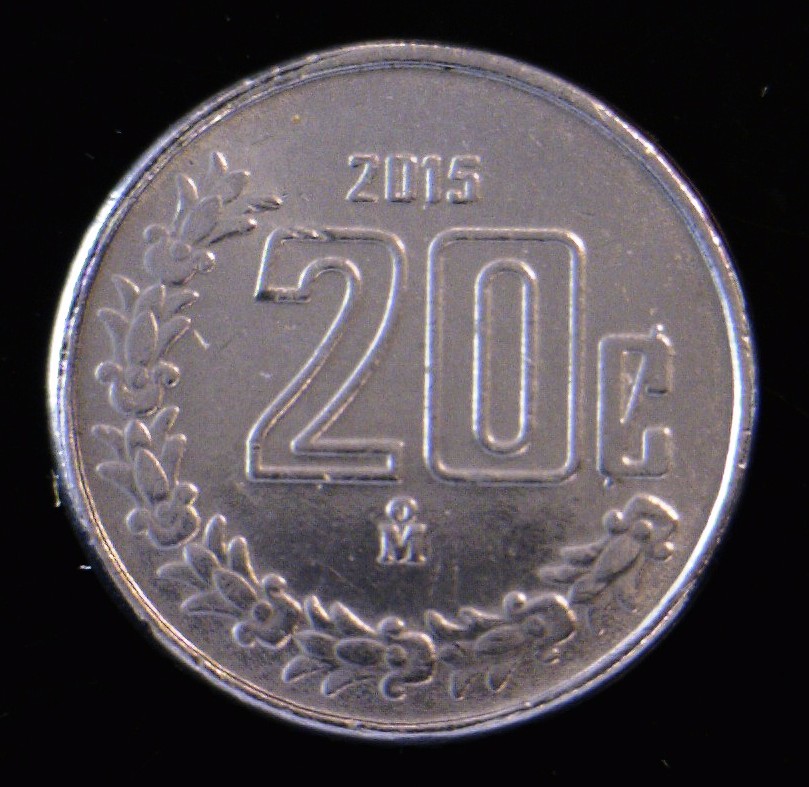 20 Acero inoxidable 2015 . Inventario Banxico 23606 (reverso)