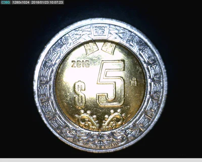 5 Pesos Bimetálica 2016