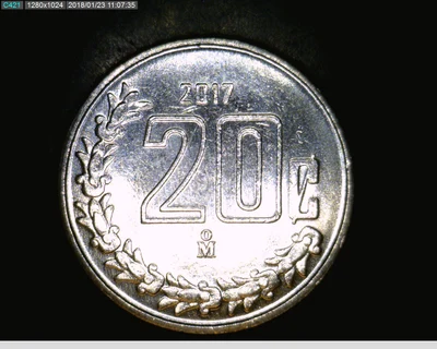 20 Acero inoxidable 2017 . Inventario Banxico 23988 (reverso)
