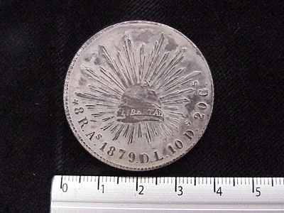 8 Plata 1879 . Inventario Banxico 5724 (reverso)