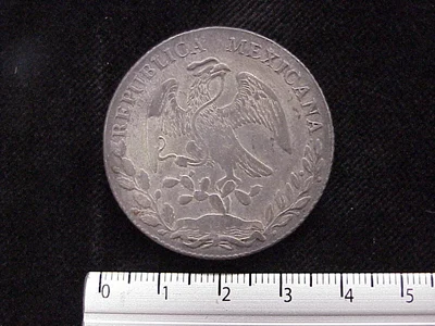 8 Plata 1877 . Inventario Banxico 6558 (anverso)