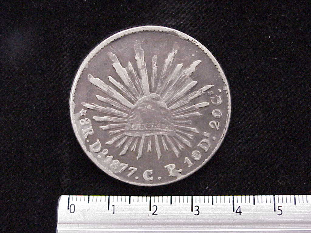 8 Plata 1878 . Inventario Banxico 6977 (anverso)