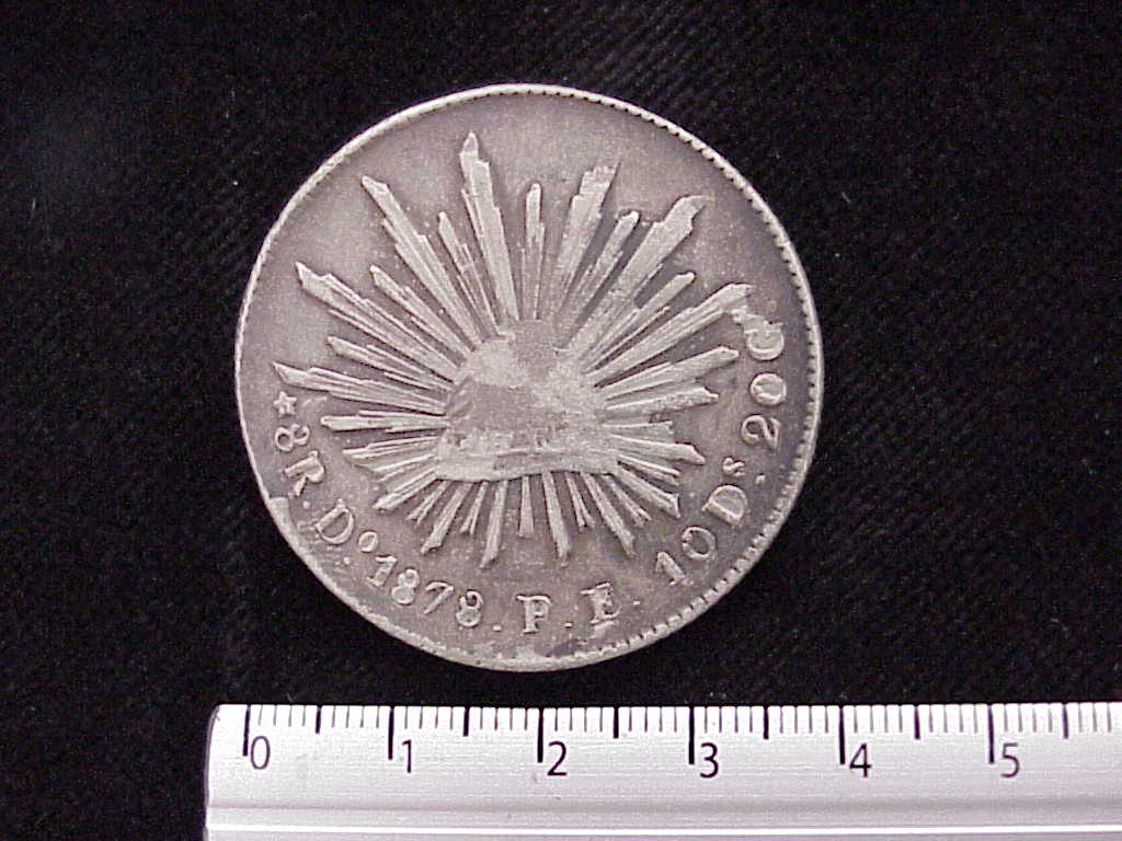 8 Plata 1879 . Inventario Banxico 6983 (anverso)