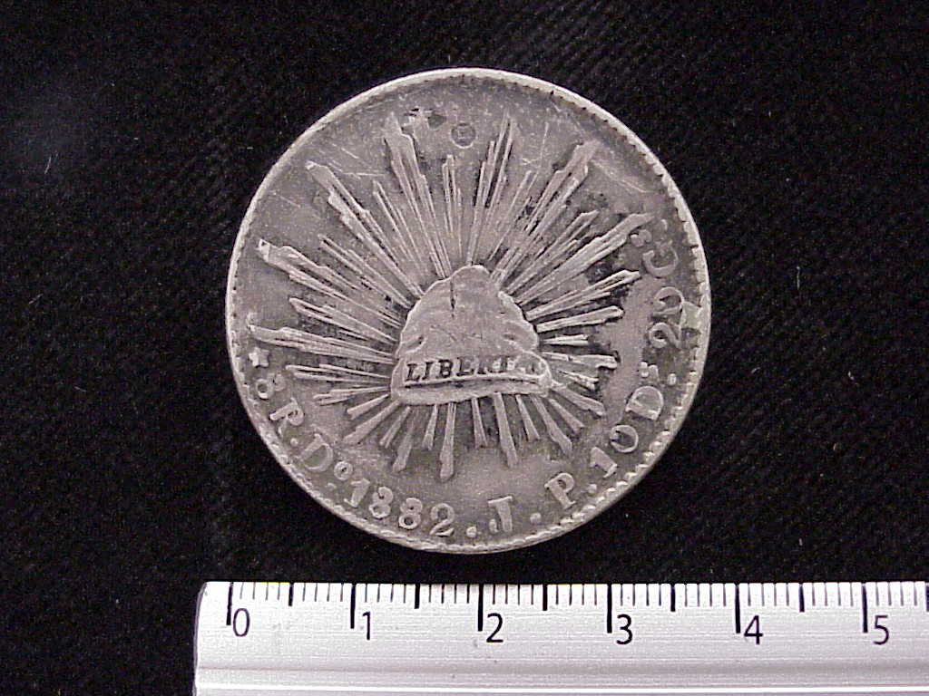 8 Plata 1882 . Inventario Banxico 6995 (anverso)