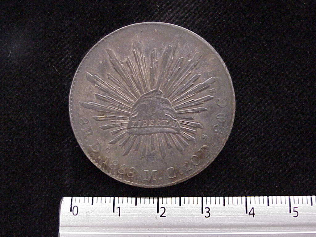 8 Plata 1887 . Inventario Banxico 7019 (anverso)