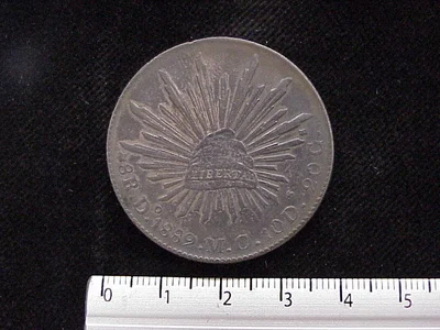 8 Plata 1889 . Inventario Banxico 7026 (anverso)