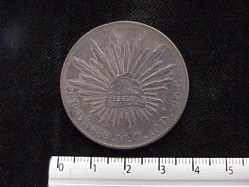 8 Plata 1889 . Inventario Banxico 7026 (anverso)