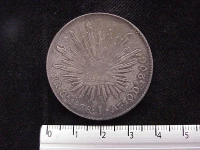 8 Plata 1878 . Inventario Banxico 7464 (reverso)