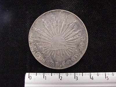8 Plata 1887 . Inventario Banxico 7502 (reverso)