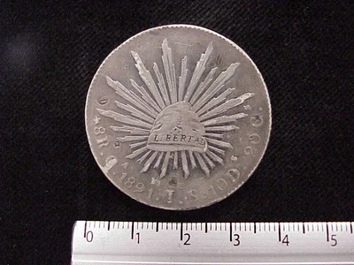 8 Plata 1891 . Inventario Banxico 7515 (reverso)