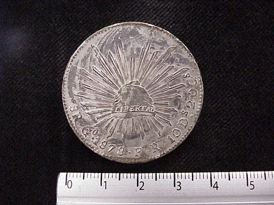 8 Plata 1878 . Inventario Banxico 8219 (reverso)