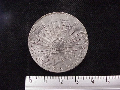 8 Plata 1883 . Inventario Banxico 8239 (reverso)