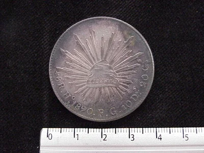 8 Plata 1890 . Inventario Banxico 9227 (reverso)