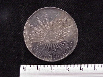 8 Plata 1891 . Inventario Banxico 9466 (reverso)
