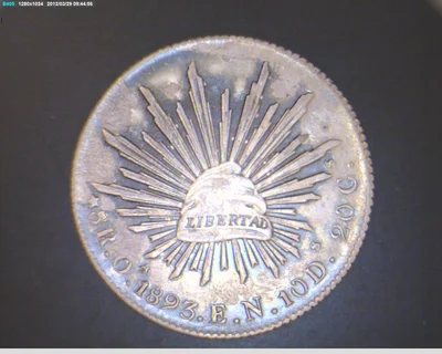 8 Plata 1893 . Inventario Banxico 9472 (reverso)