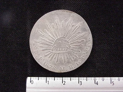 8 Plata 1878 . Inventario Banxico 9640 (reverso)