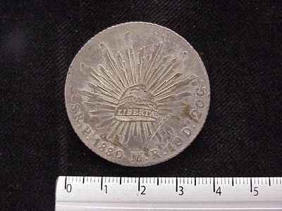 8 Plata 1880 . Inventario Banxico 9650 (reverso)