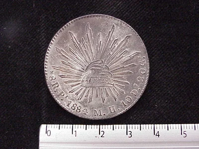 8 Plata 1884 . Inventario Banxico 9665 (reverso)